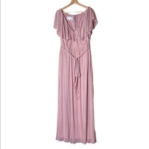 Azazie flutter sleeve dusty rose maxi dress